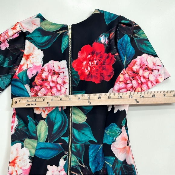 Calvin Klein Women Black Floral Sheath Dress Size 4 Knee Length - Picture 5 of 14